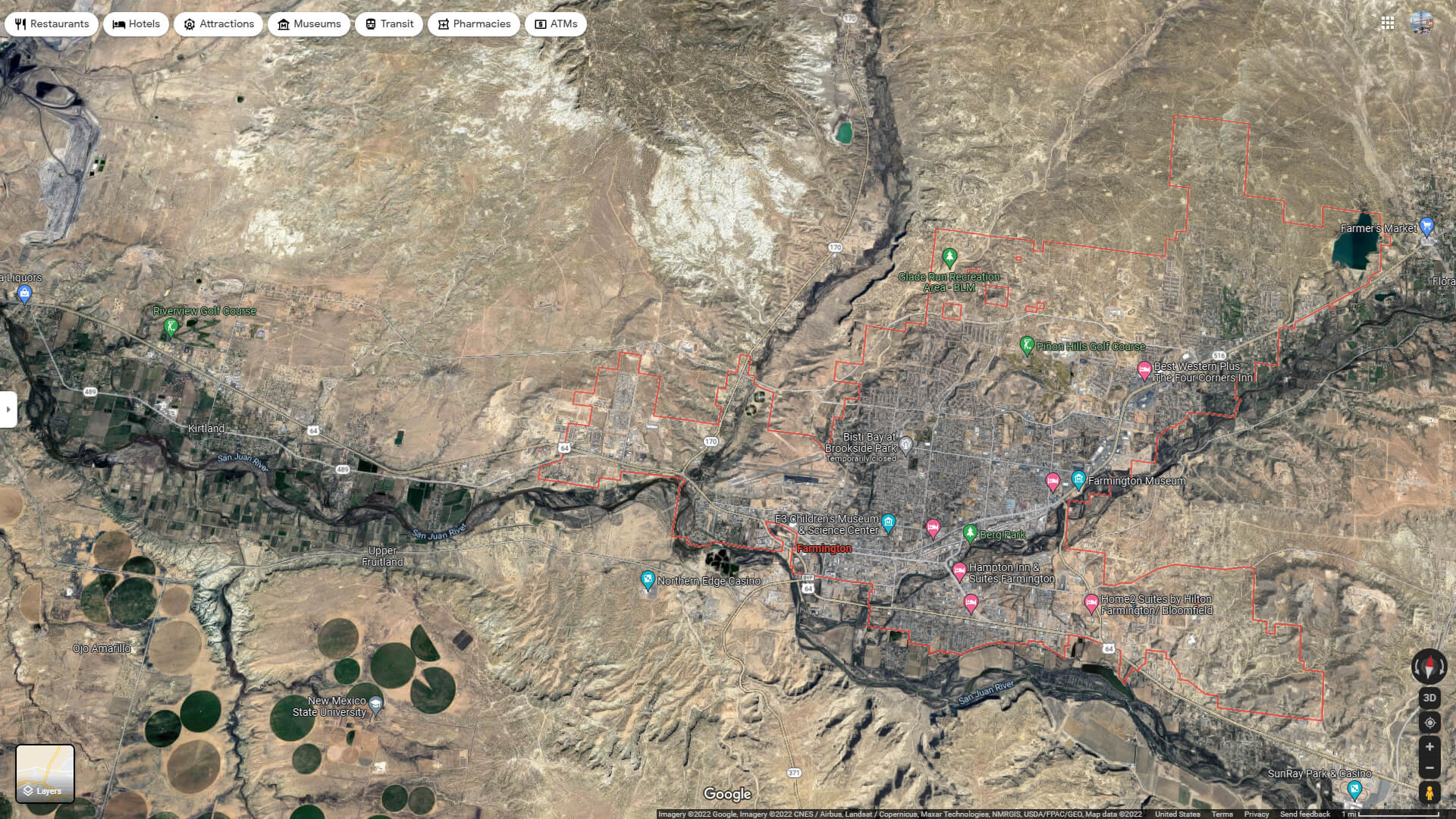 Farmington Aerial Map New Mexico